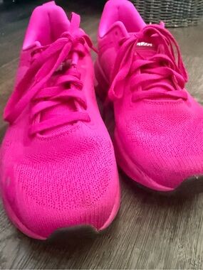 Women's Bright Pink Knit Athletic Sneakers